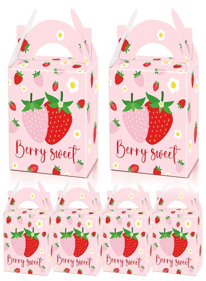 FYSUIMU 24Pcs Strawberry Birthday Party Favor Sweet Berry Treat Box 6.1 x 3.9 x 6.3in Summer Strawberry Cute Fruit Candy Goodie Gift Box for Sweet One Birthday Baby Shower Party Supplies - Image 1